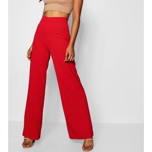 Red High Waist Loose Leg Pants